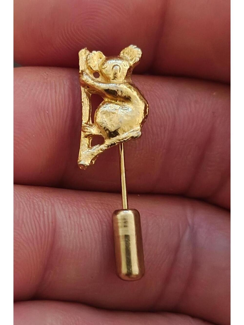 1980s Gold Tone Koala Bear Stick Pin